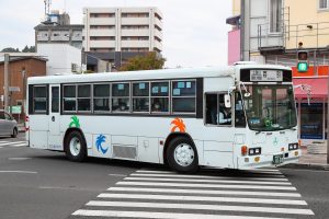 鹿児島交通 いすゞキュービック(KC-LV380L･鹿児島200 か 1028･元国際興業)の非公式側側面写真。2022年1月撮影。