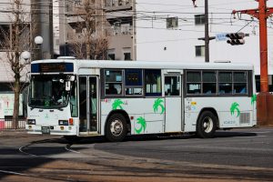 鹿児島交通 いすゞキュービック(KC-LV380L･鹿児島200 か 1007･元国際興業)の公式側型式写真。2025年1月撮影。