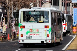 鹿児島交通 西工96MC(KC-HU3KLCA･鹿児島200 か 1310･元神戸市交通局)のリア写真。2025年1月撮影。
