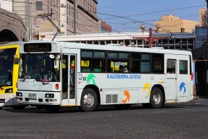鹿児島交通 西工96MC(KC-HU3KLCA･鹿児島200 か 1666･元神戸市交通局)の公式側型式写真。2025年1月撮影。