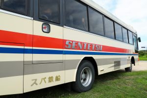 船木鉄道バス 日野レインボーRR(P-RR172BA) 山口22 う 2496 非公式側ロゴ（2021年7月）