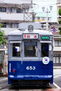 広島電鉄650形 653号車 正面より 千田車庫にて※許可を得て撮影 2015年7月撮影。