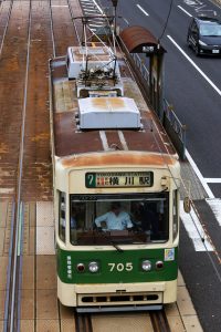 広島電鉄700形 705号車の屋根 2015年7月撮影。