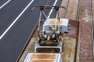 広島電鉄700形 705号車の屋根 2015年7月撮影。