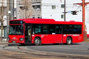 鹿児島市交通局 いすゞエルガ (2DG-LV290N3･鹿児島230 い 1001)。2025年1月撮影。