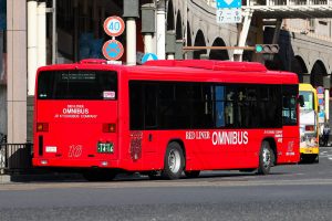 鹿児島市交通局 いすゞエルガ (2RG-LV290N4･鹿児島230 あ 1416)の非公式側。2025年1月撮影。