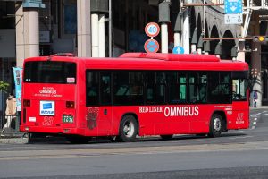 鹿児島市交通局 いすゞエルガ (QDG-LV290N1･鹿児島230 あ 1626)の非公式側面。2025年1月撮影。