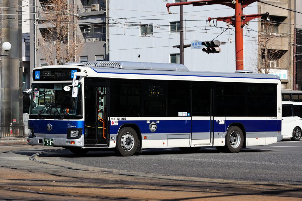 鹿児島市交通局 いすゞエルガ (2RG-LV290N4･鹿児島230 あ 1947･社番531-24615)。2025年1月撮影。