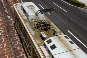 広島電鉄800形 813号 の屋根 2025年4月撮影。