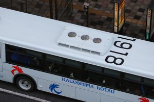 鹿児島交通 西工96MC (KL-JP252NAN改･鹿児島200 か 1918･元西東京バス)のゼクセル製クーラー。2025年1月撮影。