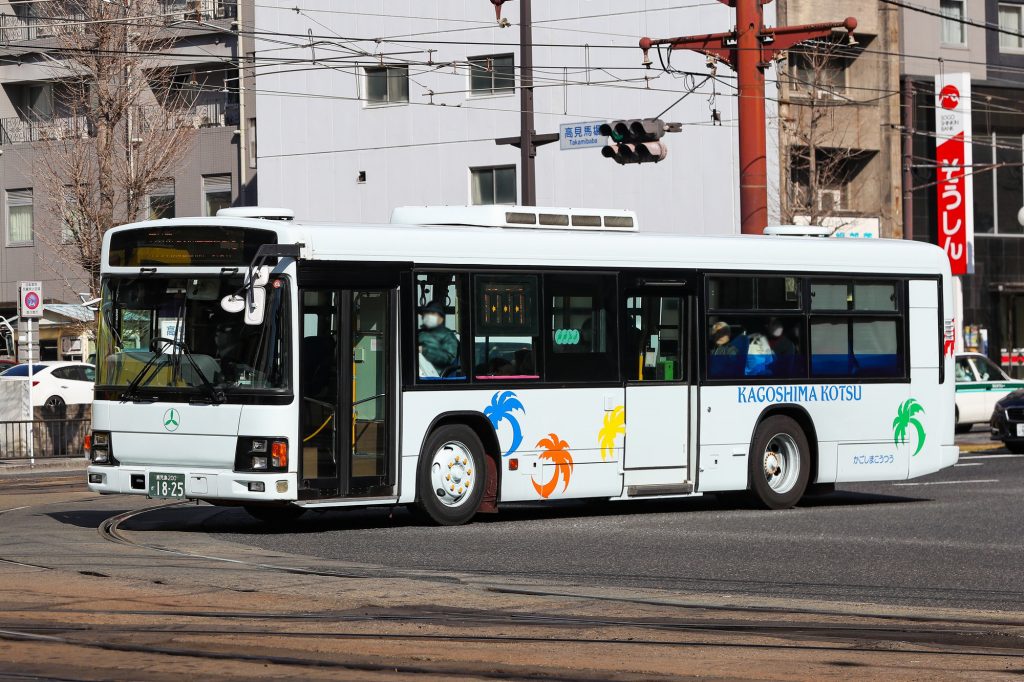 鹿児島交通 エルガ ノンステップType-B (KL-LV834L1･鹿児島200 か 1825･元 西武バス)の公式側型式写真。2022年1月撮影。