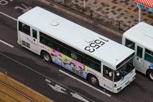 鹿児島交通 西工96MC (KC-UA460HAN･鹿児島200 か 1553･元大阪市交通局)のr屋根写真。2025年1月撮影。