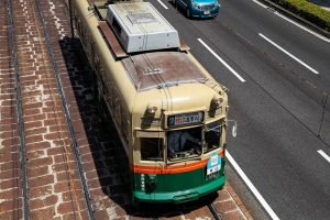 広島電鉄1900形 1901号の屋根 2025年4月撮影。