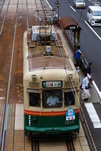 広島電鉄1900形 1915号 の屋根 2015年7月撮影。