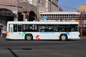 鹿児島交通 いすゞ エルガType-B(KL-LV834L1 鹿児島200 か 1988･元東京都交通局) の非公式側面 2025年1月撮影。