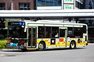 京都市交通局 ブルーリボン ノンステップ(KC-HU2PMCE 京都22 か 6666) 9系統 2015年9月撮影