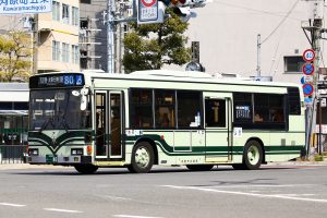 京都市交通局 ブルーリボン ノンステップ(KC-HU2PMCE 京都200 か 80) 80系統 2017年4月撮影