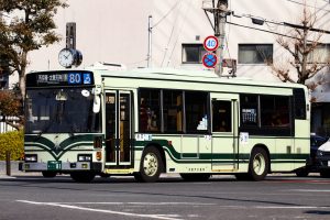 京都市交通局 ブルーリボン ノンステップ(KC-HU2PMCE 京都200 か 81) 80系統 2018年2月撮影